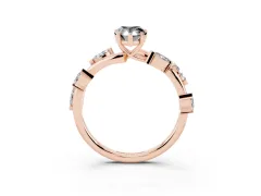 Fancy Black Pear Cut Diamond Solitaire Ring Set in Rose gold with Twisted Marquise Accent Band