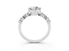 Heart Cut Diamond Ring Set in Platinum with Scattered Round Accents