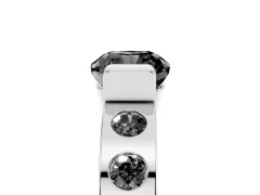 Fancy Black Cushion Cut Diamond Channel-Set Band Ring Set in Platinum with Bezel Prong Setting