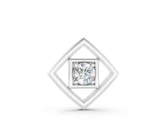 Round Diamond Bezel Pendant Set in Silver with Square Prong Frame