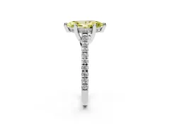 Fancy Yellow Marquise Cut Diamond Solitaire Ring Set in Silver with Brilliant Pavé Band and Prong Setting