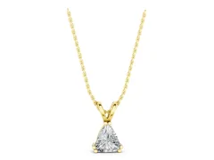 Trillion Cut Diamond Solitaire Pendant Set in Yellow gold with Double Prong Setting