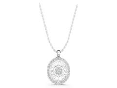 Round Halo Filigree Pendant Set in Silver with Pavé Halo