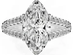 Marquise Cut Diamond Split Shank Pavé Engagement Ring Set in Silver with Prong-Held Center Stone