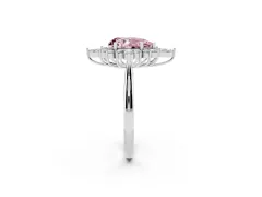 Fancy Pink Pear Cut Diamond Cluster Halo Ring Set in Platinum with Marquise and Round Accents