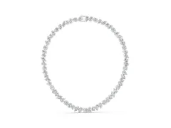 Mixed Shape Diamond Tennis Necklace Set in Silver with Round, Oval and Pear Stones
