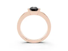 Fancy Black Emerald Cut Diamond Channel-Set Band Ring Set in Rose gold with Bezel Prong Setting