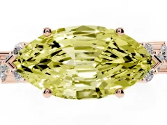 Fancy Yellow Marquise Cut Diamond Ring Set in Rose gold with Scattered Round Accents