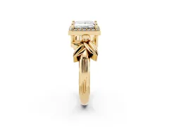 Princess Cut Diamond Halo Floral Band Ring Set in Yellow gold with Prong Setting