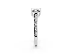 Princess Cut Diamond Prong Set Solitaire Engagement Ring Set in Platinum with Pavé Band