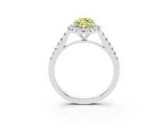 Fancy Yellow Marquise Cut Diamond Halo Pavé Engagement Ring Set in Silver with Prong Setting