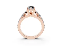 Fancy Black Marquise Cut Diamond Pavé Engagement Ring Set in Rose gold with Prong Setting