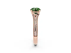 Fancy Green Round Cut Diamond Split Shank Pavé Engagement Ring Set in Rose gold with Prong-Set Center Stone