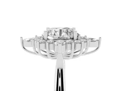 Round Cut Diamond Cluster Halo Ring Set in White gold with Marquise and Round Accents