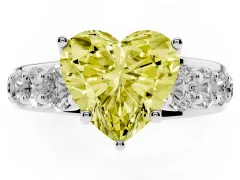 Fancy Yellow Heart Cut Diamond Pavé Engagement Ring Set in Silver with Prong Setting