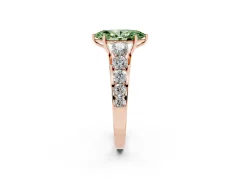 Fancy Green Marquise Cut Diamond Solitaire Ring Set in Rose gold with Pavé-Set Band and Prong Setting