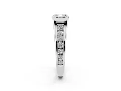 Cushion Cut Diamond Bezel-Set Solitaire Ring Set in Silver with Channel-Set Band