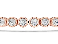 Round Diamond Bezel Set Tennis Bracelet Set in Rose gold with Polished Band and Box Clasp