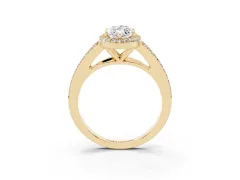 Marquise Cut Diamond Halo Split Shank Pavé Ring Set in Yellow gold with Prong Setting