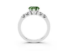 Fancy Green Heart Cut Diamond Five-Stone Prong Set Engagement Ring Set in White gold with Channel Band