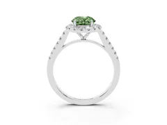 Fancy Green Oval Cut Diamond Halo Pavé Engagement Ring Set in Platinum with Prong Setting
