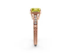 Fancy Yellow Asscher Cut Diamond Solitaire Pavé Milgrain Engagement Ring Set in Rose gold with Prong Setting