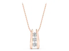 Vertical Channel Set Round Diamond Pendant Set in Rose gold with Four Stones