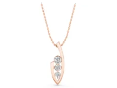 Three-Stone Round Diamond Pendant Set in Rose gold with Curved Metal Frame