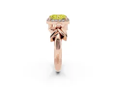 Fancy Yellow Radiant Cut Diamond Halo Floral Band Ring Set in Rose gold with Prong Setting