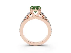 Fancy Green Heart Cut Diamond Pavé Engagement Ring Set in Rose gold with Prong Setting
