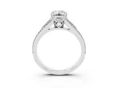 Emerald Cut Diamond Split Shank Pavé Engagement Ring Set in Silver with Prong-Set Center Stone