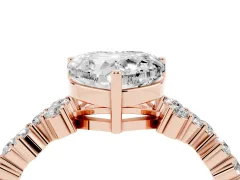 Heart Cut Diamond Ring Set in Rose gold with Scattered Round Accents