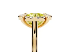 Fancy Yellow Round Cut Diamond Cluster Halo Solitaire Ring Set in Yellow gold with Prong Setting