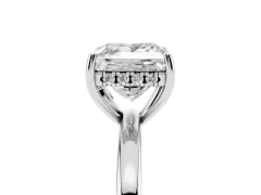 Princess Cut Diamond Solitaire Ring Set in Silver with Plain Band and Prong Setting