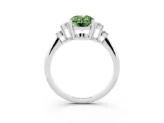 Fancy Green Oval Cut Diamond Cluster Ring Set in Platinum with Plain Band and Prong Setting