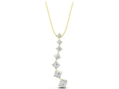 Princess Cut Diamond Graduated Pendant Set in Yellow gold with Four-Prong Stones