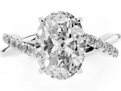 Oval Cut Diamond Twisted Pavé Band Ring Set in Silver with Prong Setting
