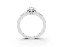 Marquise Cut Diamond Wide Channel Set Band Ring Set in Platinum with Bezel Setting
