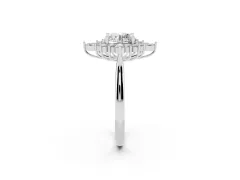 Round Cut Diamond Cluster Halo Ring Set in White gold with Marquise and Round Accents
