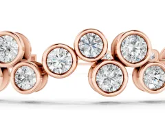 Round Diamond Bezel-Set Cluster Tennis Bracelet Set in Rose gold