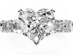 Heart Cut Diamond Five-Stone Prong Set Engagement Ring Set in White gold with Channel Band