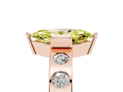 Fancy Yellow Marquise Cut Diamond Channel-Set Band Ring Set in Rose gold with Bezel Prong Setting