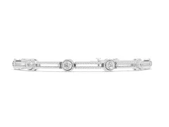 Round Diamond Bezel-Set Rope Chain Bracelet Set in Silver