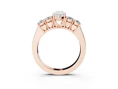 Pear Cut Diamond Five-Stone Prong Set Band Ring Set in Rose gold with Polished Band
