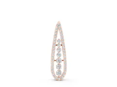 Teardrop Pavé Round Diamond Pendant Set in Rose gold with Elongated Prong-Set Frame