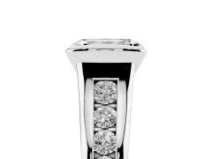 Emerald Cut Diamond Bezel-Set Solitaire Ring Set in Platinum with Channel-Set Band