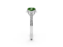 Fancy Green Princess Cut Diamond Halo Ring Set in White gold with Channel Set Band and Prong Setting