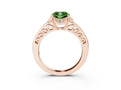 Fancy Green Cushion Cut Diamond Halo Ring Set in Rose gold with Channel Set Band and Prong Setting