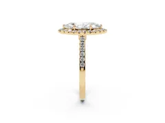 Marquise Cut Diamond Halo Pavé Engagement Ring Set in Yellow gold with Prong Setting