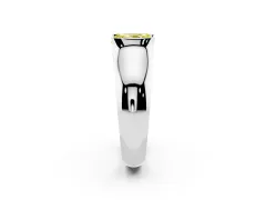 Fancy Yellow Radiant Cut Diamond Bezel Solitaire Ring Set in Platinum with Wide Band